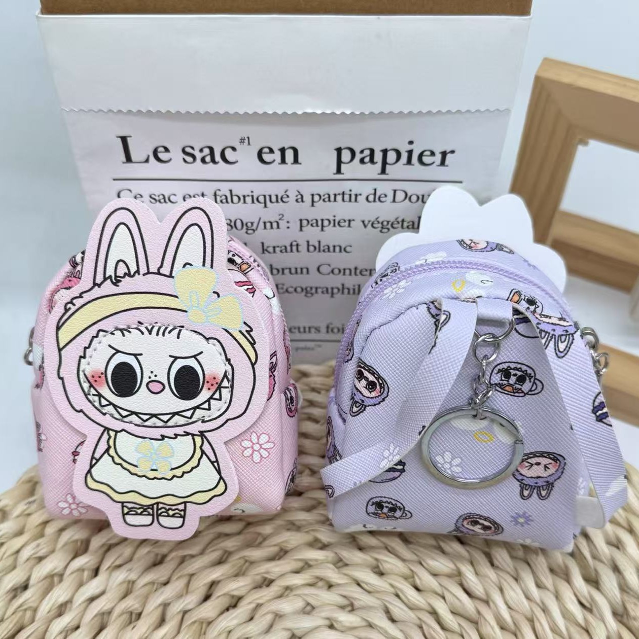New Style Labubu Small Backpack Pendant Coin Purse Cartoon Key Bag Mini Coin Purse Earphone Storage Bag