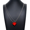 Accessory, constructor, double-layer necklace, round beads heart-shaped, pendant, sweater, European style