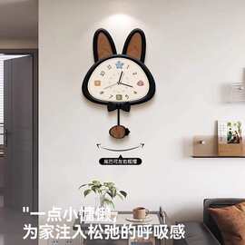 法式中古风客厅表挂钟猫咪餐桌时钟挂墙静音创意免打孔2025款钟表