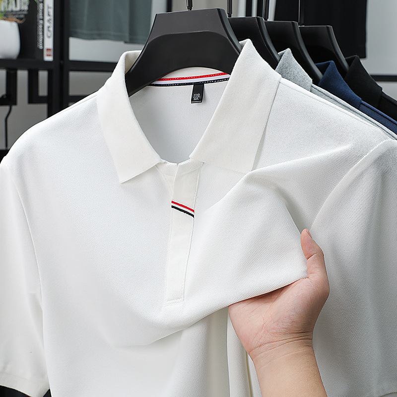 Summer New Men's Short-sleeved Polo Shirt Lel Simple Business Casual High-end Breathable Half-sleeved T-shirt Men's Wear