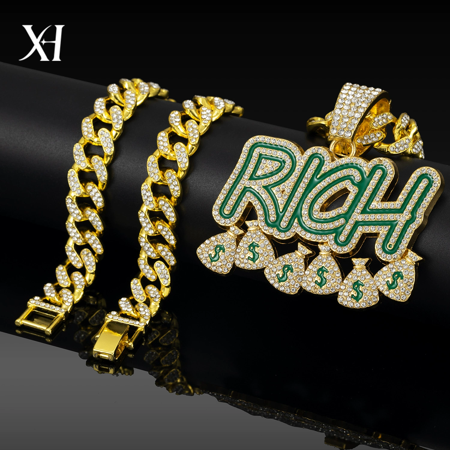 Men's long necklace with letters hip-hop style, accessory, European style