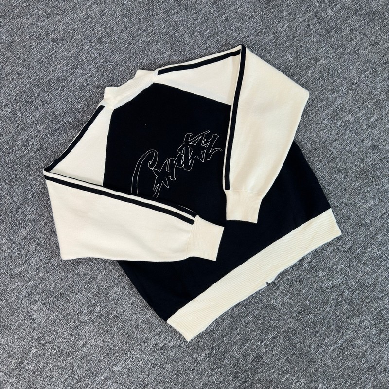 Cross-Border Export Corteiz Spring & Fall Letter Sweater American Retro Street Casual Knitted Cardigan Jacket Jacket