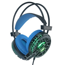 新款H6頭戴式電腦耳機   七彩裂紋發光燈效3.5mm有線網吧電競耳麥