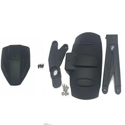 Motorcycle frame modified front mudguard extended - black-front-and-back-set