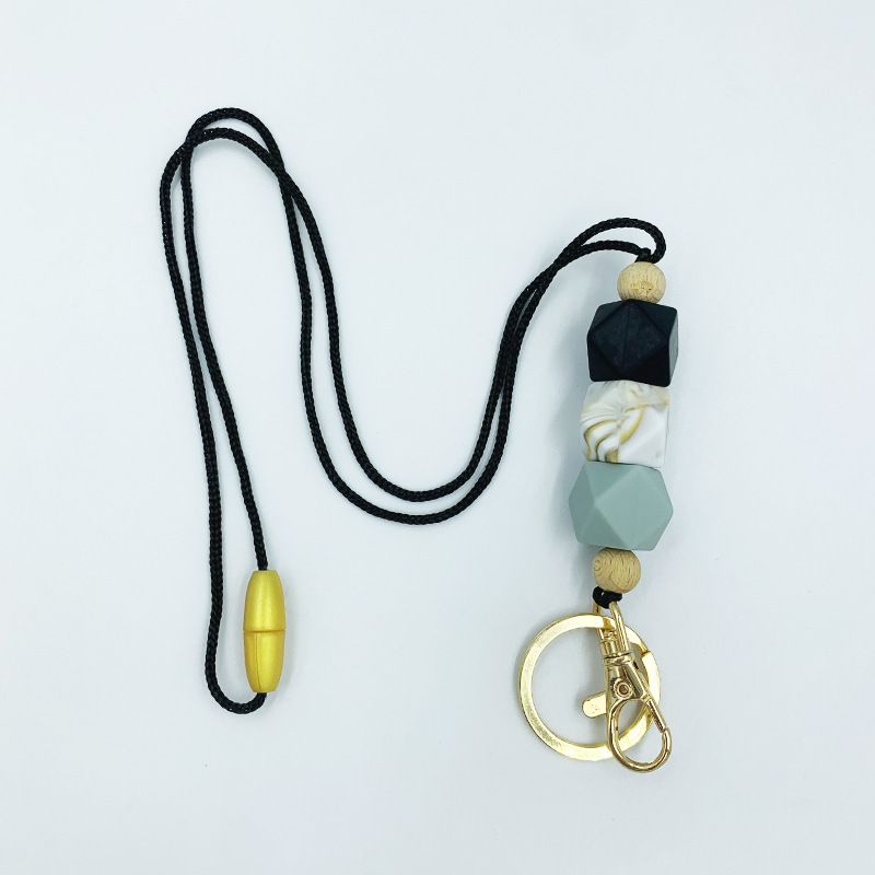Amazon nuevo collar de insignia versátil maestro enfermera ID de estudiante Cordón de identificación de silicona con cuentas cordón llavero