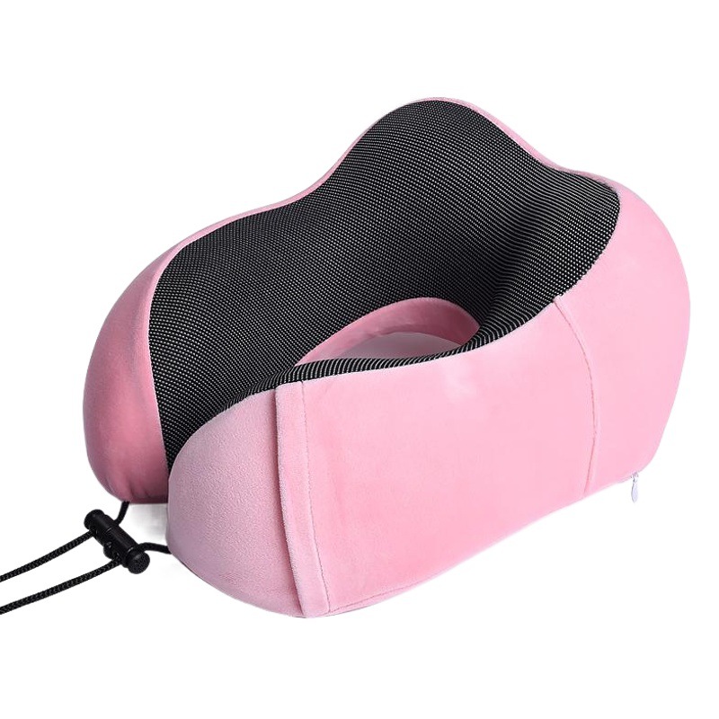 Amazon popular de espuma de memoria en forma de U almohada de viaje portátil de tela magnética almohada de cuello almohada en forma de U se puede utilizar como logotipo