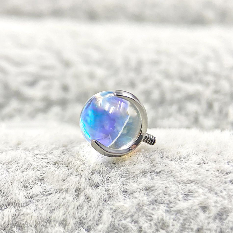 F136 Titanium Alloy Moonstone Earring Replacement Parts - G23 Round Ball Lip Stud Eyebrow Stud Tongue Stud Piercing Jewelry detail image 7