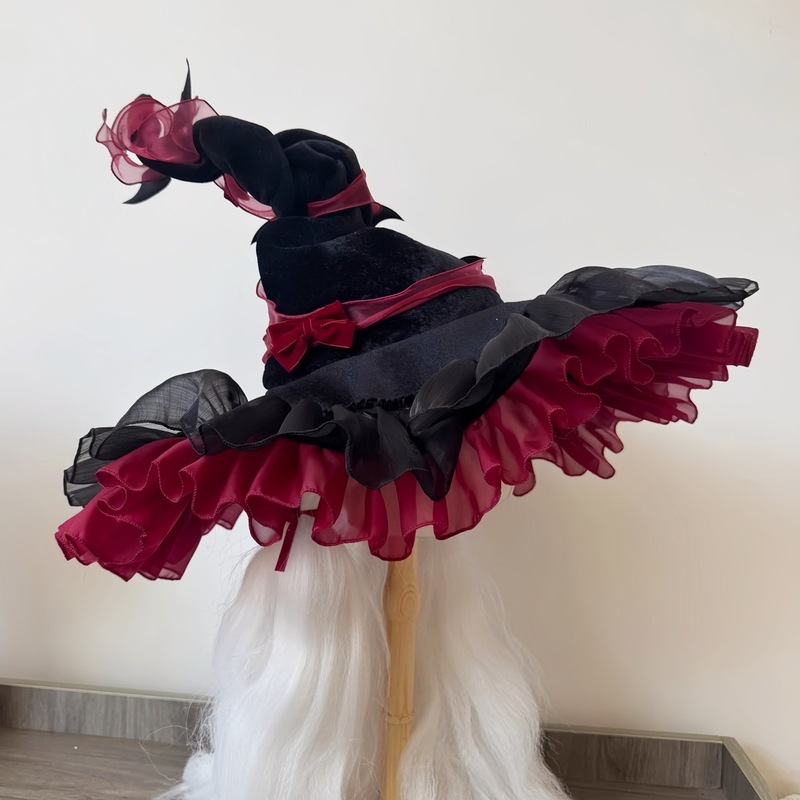 ハロウィン魔女帽子ダークバットウィザード大きなつば帽子ゴシックロリータドレスコスプレ帽子小道具|undefined