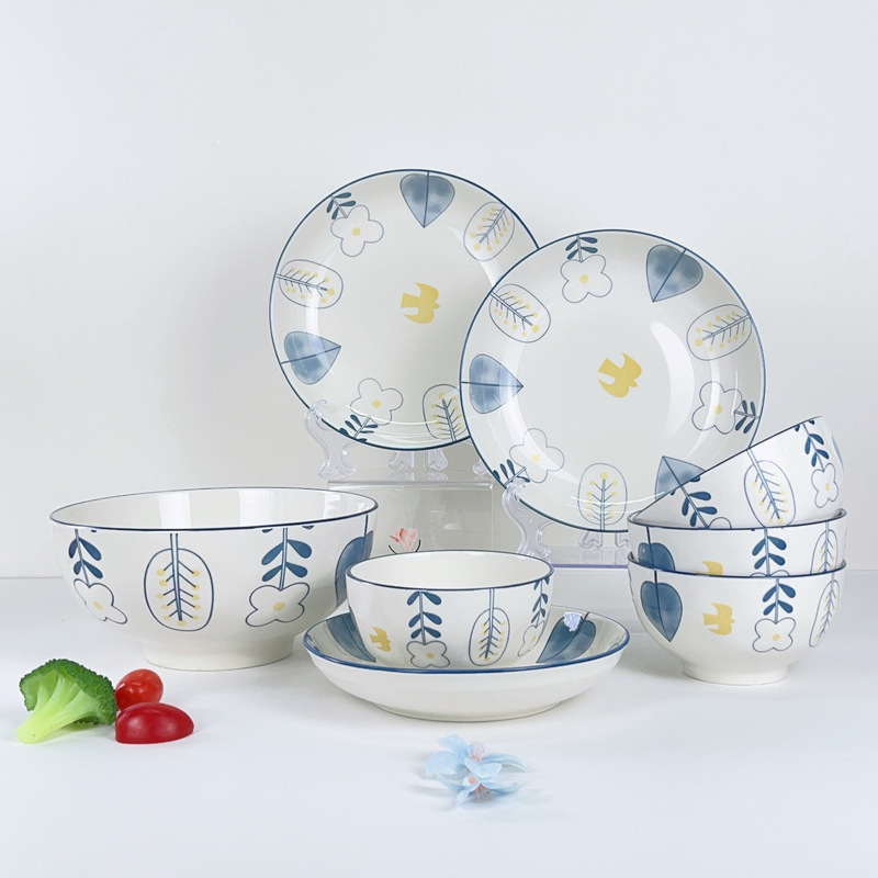 Spring Song Ceramic European Modern Casual New Bone China Bowl and Dish Set Plate Bowl Tableware Home Housewarming Wholesale