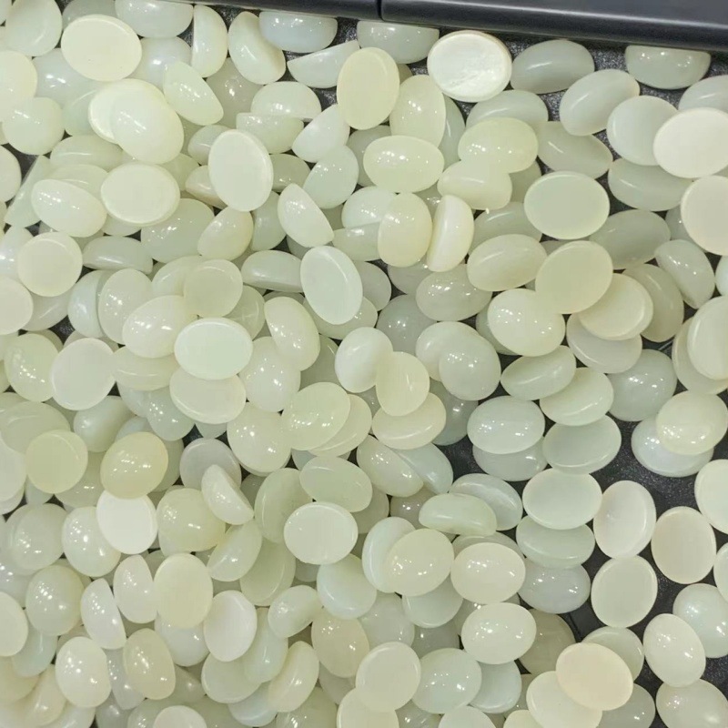 天然和田玉平底蛋面戒面吊坠青海料diy散珠8mm*10mm各种尺寸小配
