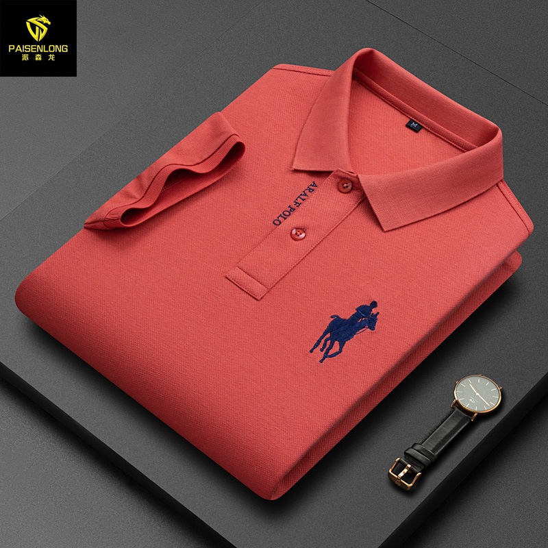 Camisa Polo Paishenlong 2025, Nueva, de Algodón Piqué Puro, Bordada, para Hombre, Cuello Camisero, Manga Corta, para Hombres de Mediana Edad