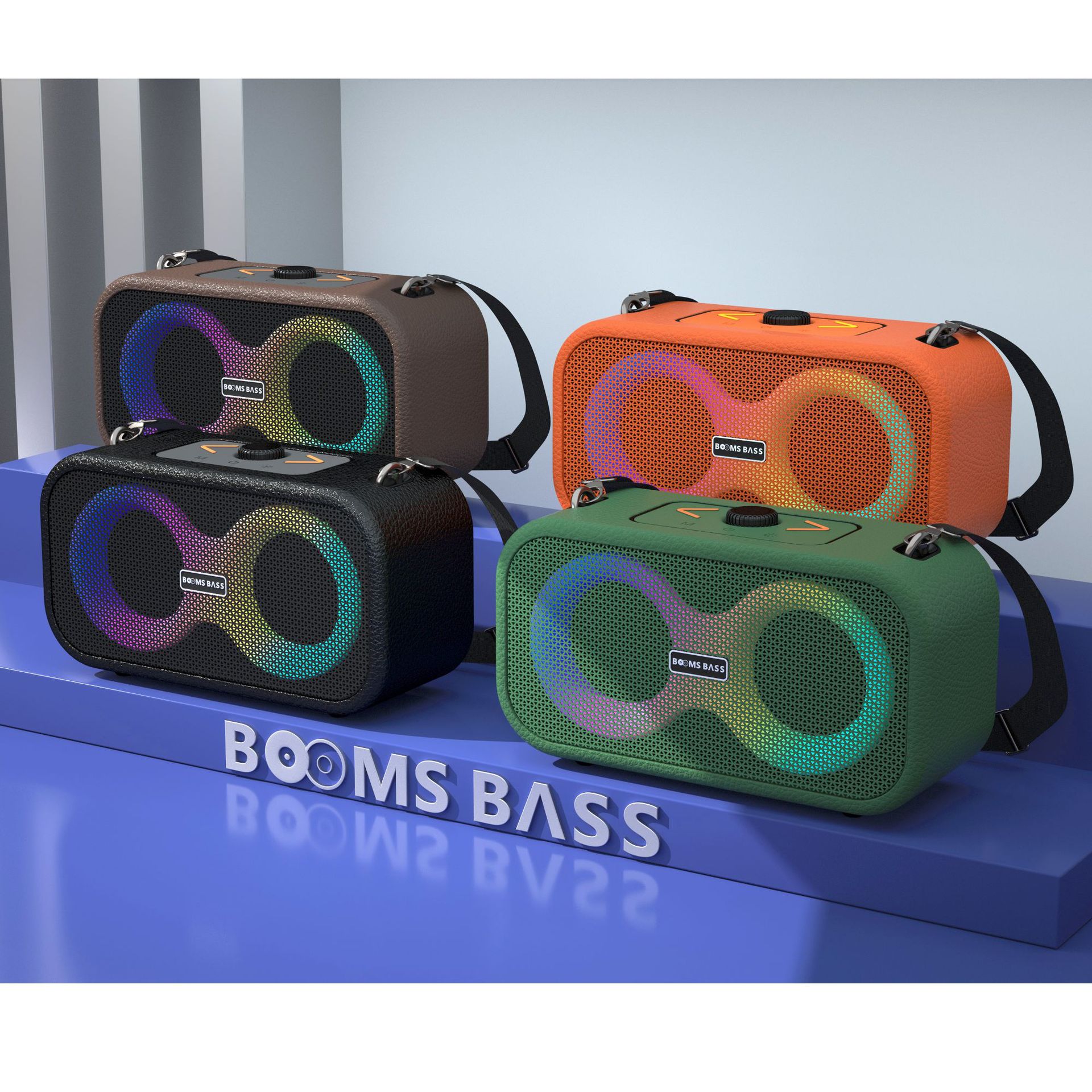 Booms Bass M2209 Outdoor Satchel Bluetooth Speaker Karaoke Small Dual Microphone USB Plug-In Card
