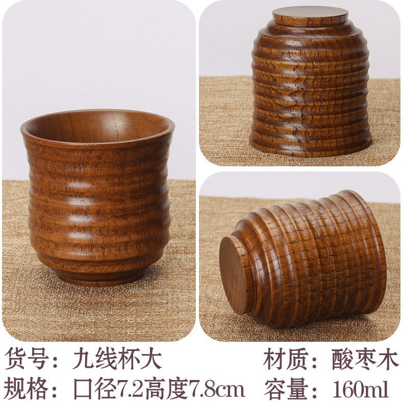Fábrica directa creativa taza de té chino cilíndrico práctico taza de madera anti-escaldado taza de madera al por mayor gran cantidad de descuento