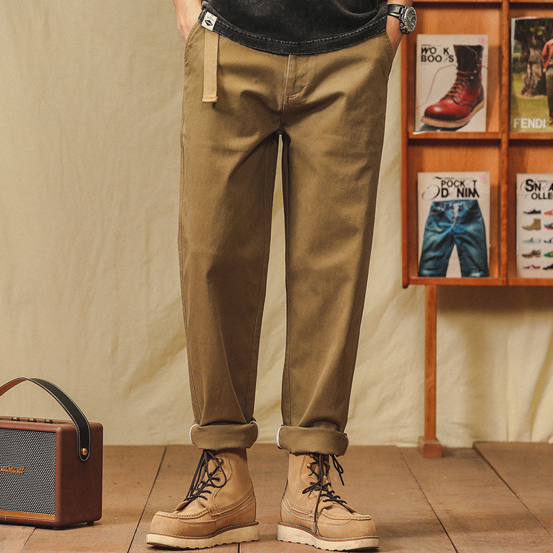 미국 심플 오버올 남성 가을 겨울 플러스 벨벳 두꺼워진 신상 남성 스트레이트 캐주얼 네이플스 테이퍼드 팬츠