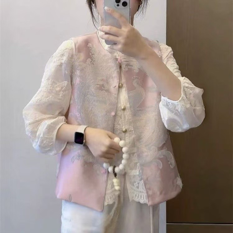 唐装女中式复古孔雀绣花立领时尚马甲宽松无袖气质女装上衣A2905