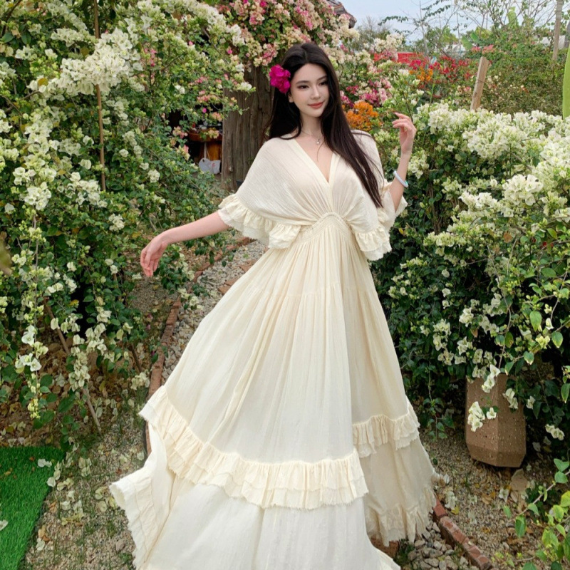 Real Shot of Tyrande's Super Heavy-Duty Holiday Cotton and Linen Handmade Bohemian Goddess Long Skirt