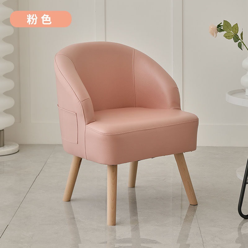 Sofá de ocio de madera sólida silla de respaldo de dormitorio pequeño balcón tela económica perezosa