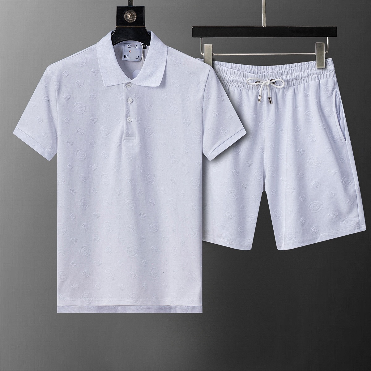 Cross-border versión correcta polo manga corta set de collar de verano clásico toalla de hombre bordado casual Europa y América explosión