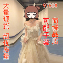 高端主持人宴会晚礼服裙2022春新款气质伴娘服仙气抹胸鞠婧祎同款