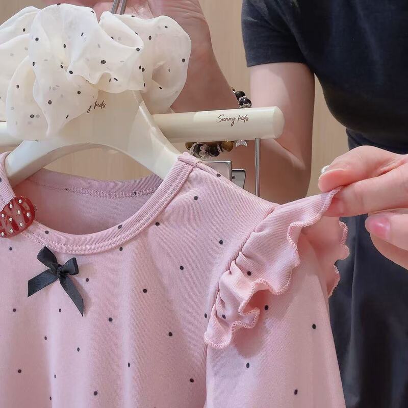 【秋冬新品】花边简约女童居家服，女童打底衫套装花边套装小香风|undefined