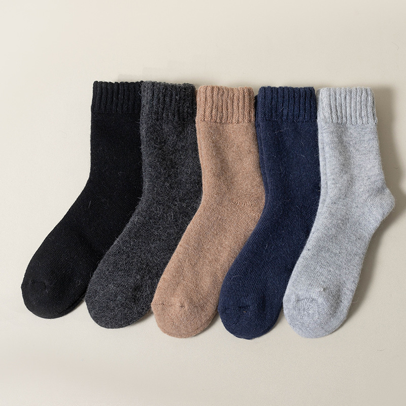 Calzini invernali nuovi in cashmere da uomo e da donna, calzini in lana di coniglio angora, calzini spessi e caldi in spugna, calzini caldi in asciugamano_voghion.com