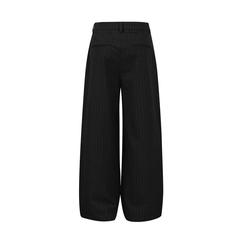 Pantaloni casual americani a righe verticali, a gamba larga, lunghi fino al pavimento, da uomo, con design a doppia pieghe, alla moda High Street_voghion.com