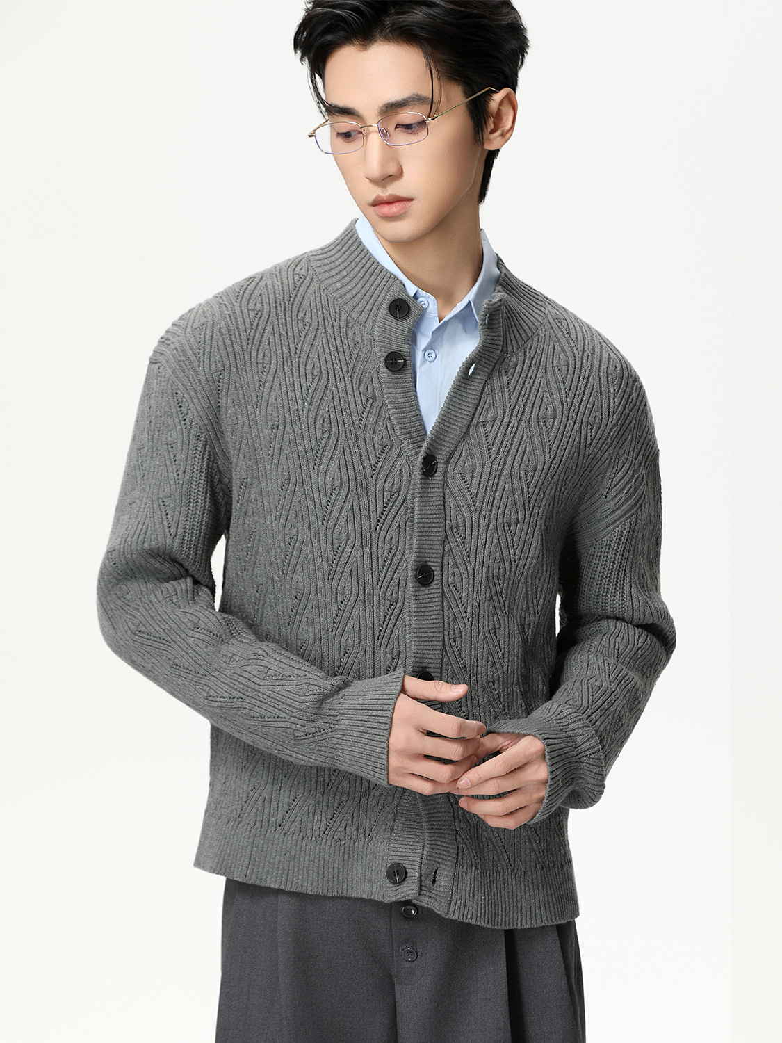 MTLCLOTHES Hombres| Coreano estereoscópio de color sólido perecido simple algodón cardigan de manga larga jersey de punto
