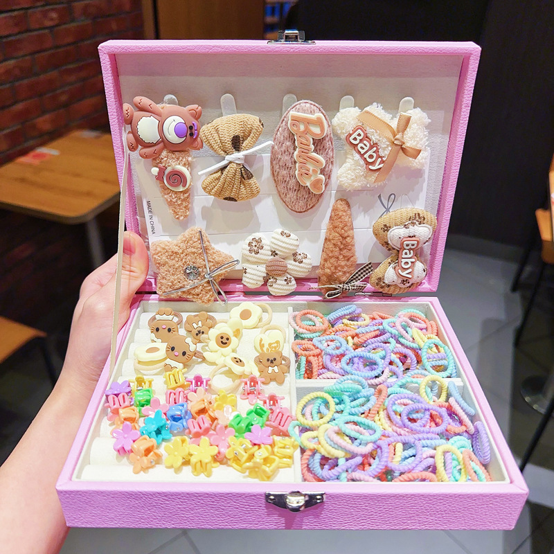 Caja de regalo para niños Jewelry Set linda niña pequeña regalo de cumpleaños princesa cabello cabello cuerda caja de joyería de alta gama