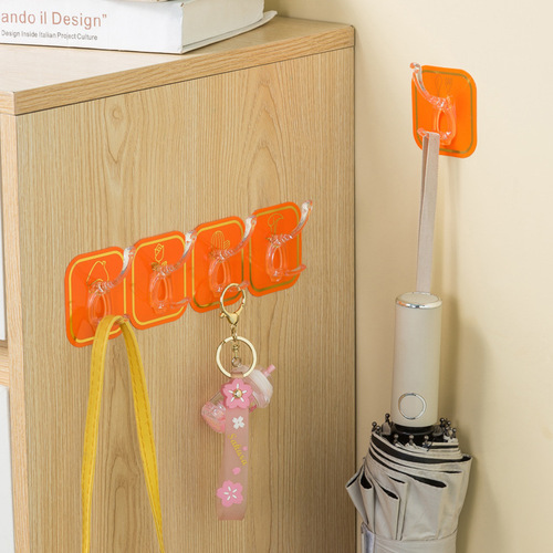 Six rows of hooks in the kitchen, powerful clothes hooks in the bathroom behind the cuttable door, sticky hooks for small household items, towels and hats