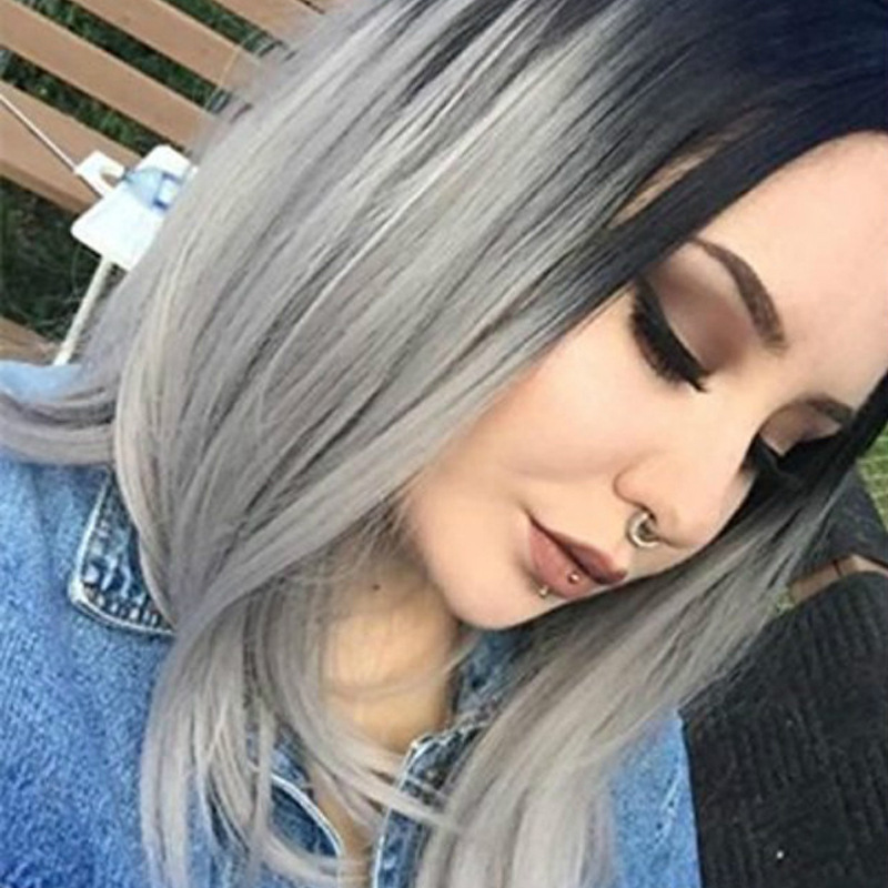 Perucas africanas de moda europea y americana color gradiente teñido cabello largo alargado Bobo estilo de cabello Aliexpress fuente de peluca