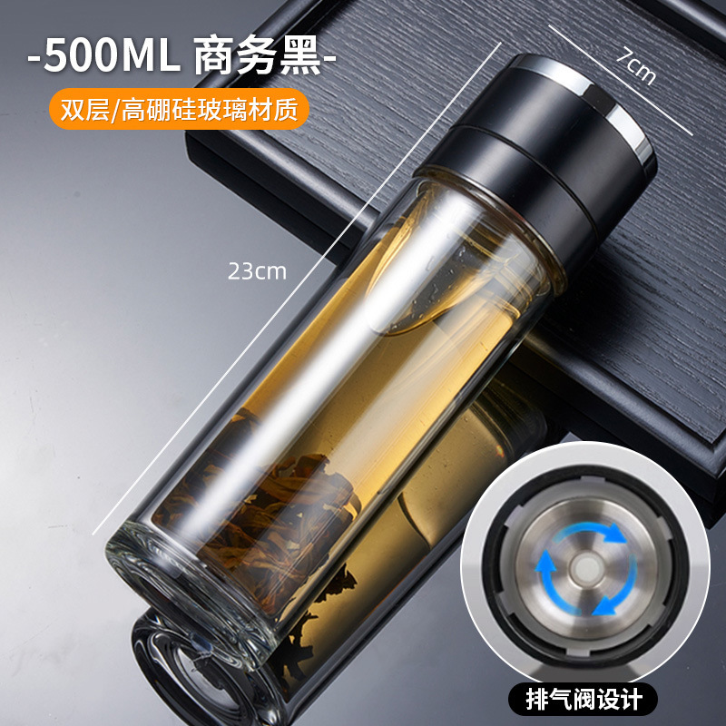 男士泡茶专用杯一键开盖玻璃水杯男2025新款高硼硅防摔防爆茶杯|undefined