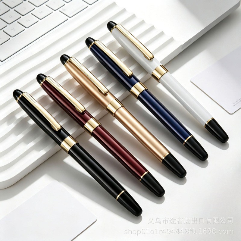 Manufacturer's in-stock black metal signature pen, business office gel pen, promotional gift pen, ballpoint pen, water-based pen wholesale