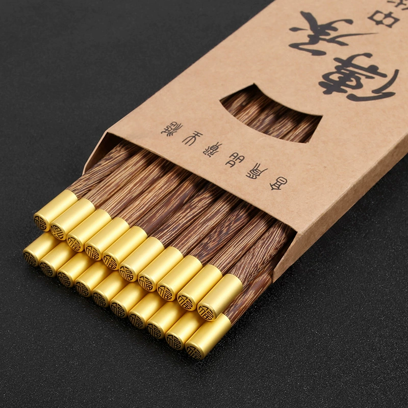 Куриное крыло Деревянный купол Освященные палочки для еды Бытовая посуда Палочки для еды из цельного дерева 25 см Деревянные палочки для еды с золотой головкой без краски Без воска в наличии Оптовая продажа