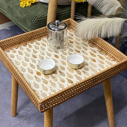 Handmade rattan shells, various colorful mother-of-pearl storage household coffee tables, light luxury modern high-end small side tables and fruit trays