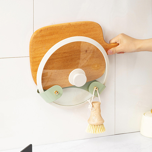 European-style minimalist wall-mounted screw-free pot lid holder kitchen organizer multi-functional home storage rack cutting board stand