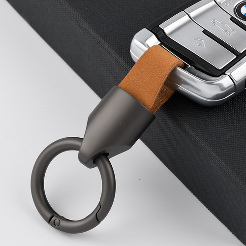 Short keychain anti-lost key ring personalized for men with LOGO imprint, car key chain made of genuine leather