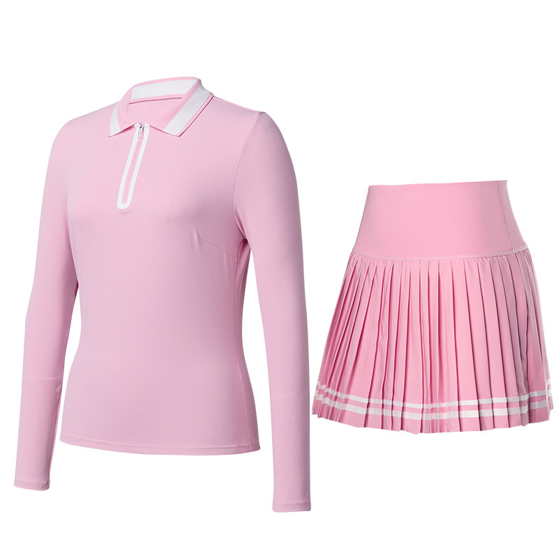 Trajes deportivos de mujeres polo camisa de mangas largas golf adelgazante tenis ropa deportiva casual tenis falda corta dos piezas
