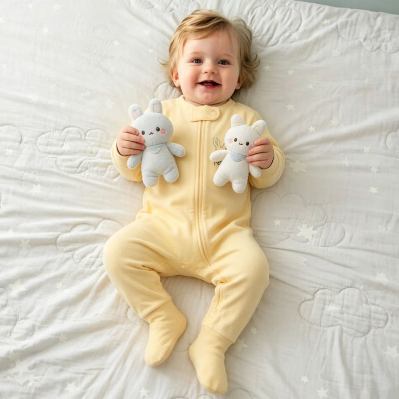 New Class A generation of baby two-way zipper baby climbing clothes Spring and Autumn long sleeve foot-covered jumpsuit