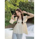 Small Fresh apricot Square Collar Shirt Women's Design Sense Niche Summer 2025 New Chic Unique Small Flying Sleeve Top