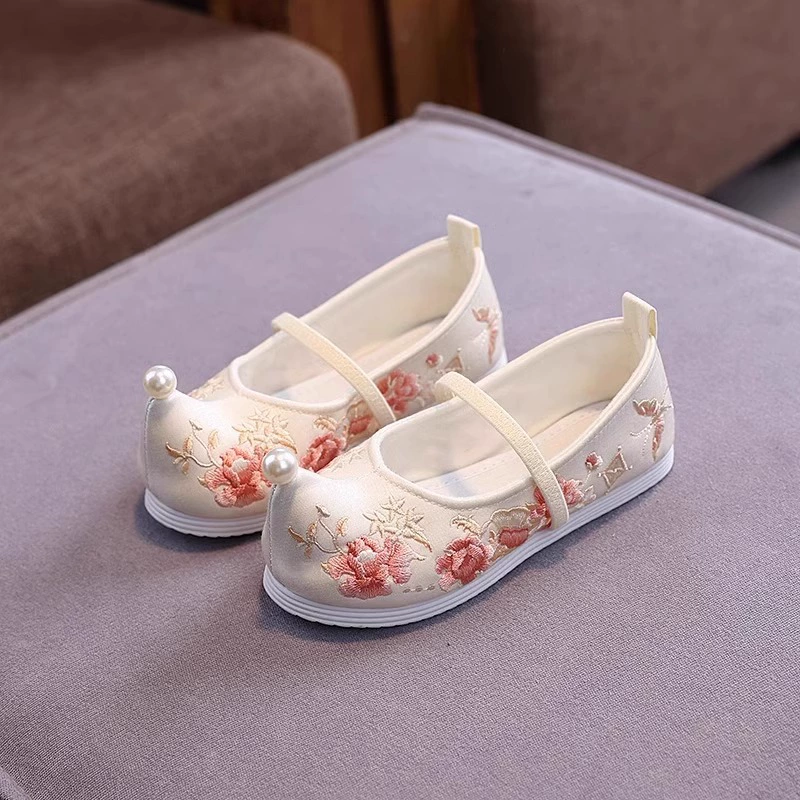 Новая обувь для девочек Hanfu Новая детская обувь с вышивкой