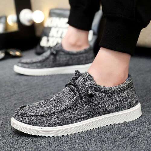Breathable Canvas Spring Men's Shoes Summer Slip-on New Casual Lightweight Shoes, Versatile Leisure Shoes, Driving Shoes