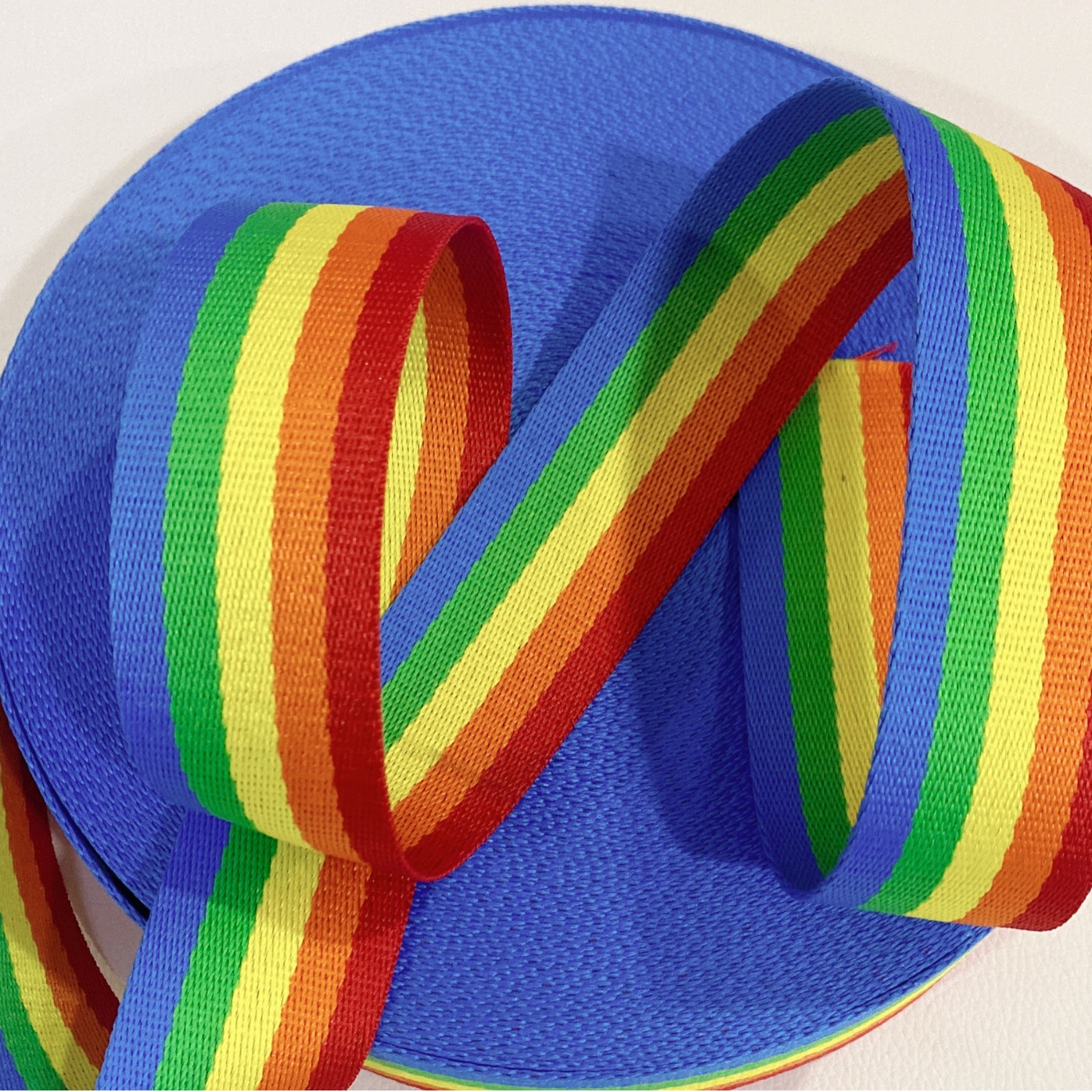 涤纶网络网络彩虹撞色间色三色混色斜纹织带箱包辅料服装厂家直销