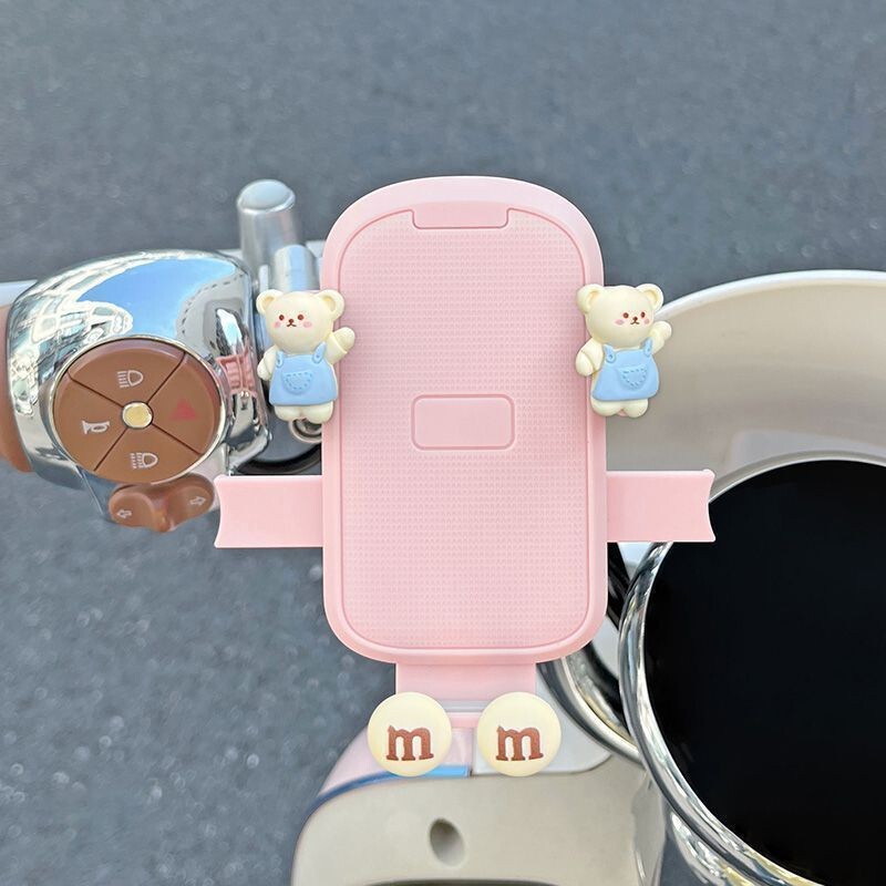 電気自動車携帯電話ホルダー漫画かわいいバッテリー車オートバイユニバーサルクイックバックル耐衝撃楽しいナビゲーションホルダー女性用|undefined