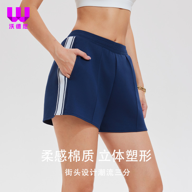 Cross-Border American-Style Sports Shorts for Women, Loose-Fitting Three-Quarter Pants, Slimming Retro Striped High-Waisted Casual Tennis Shorts Cross-Border American-Style Sports Shorts for Women, Loose-Fitting Three-Quarter Pants, Slimming Retro Striped High-Waisted Casual Tennis Shorts