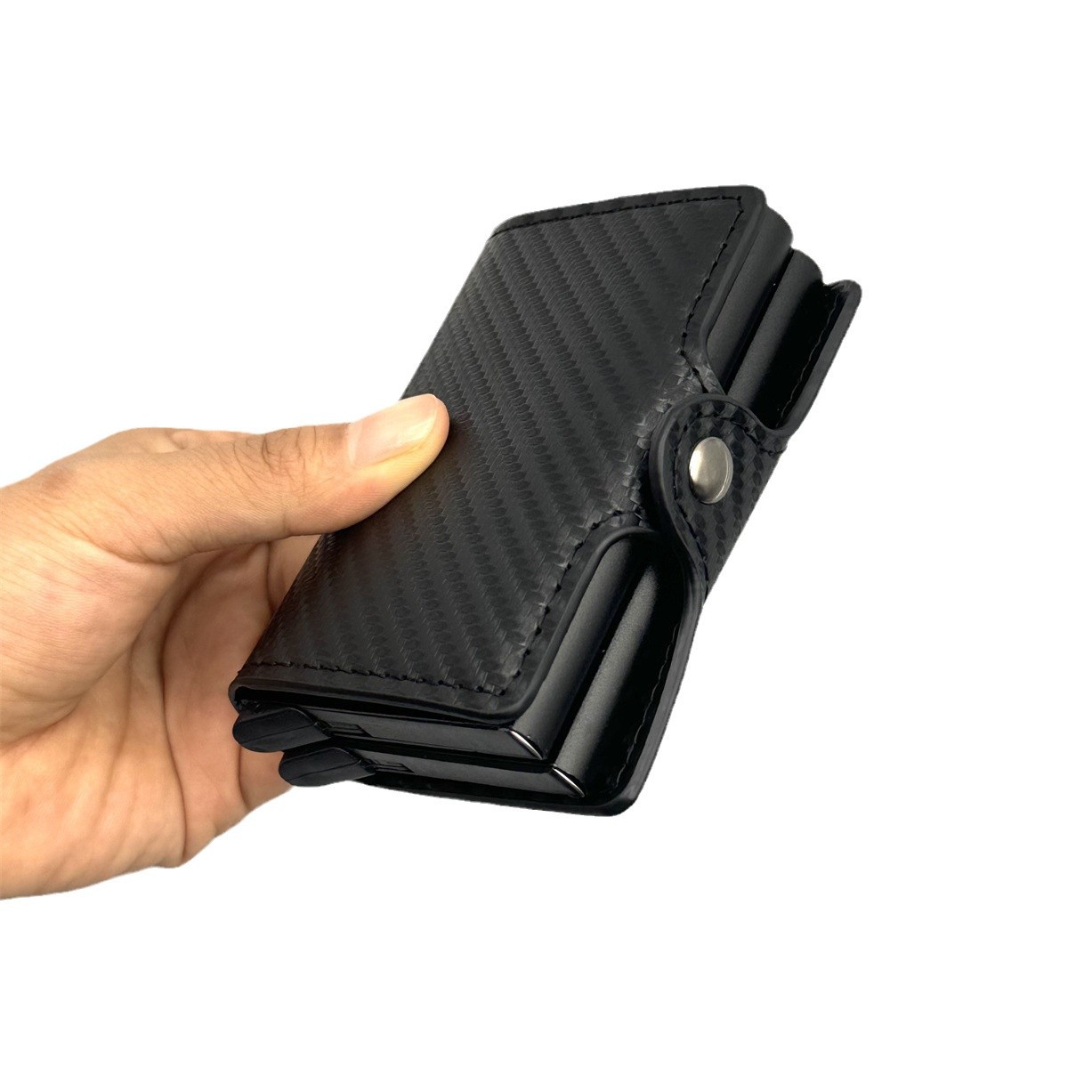 Nuevo anti-damagnetismo simple bolsa de tarjetas de doble aluminio euroamericano tarjeta de resorte automática de gran capacidad multifuncional tarjeta de sujeción de stock spot transfronterizo