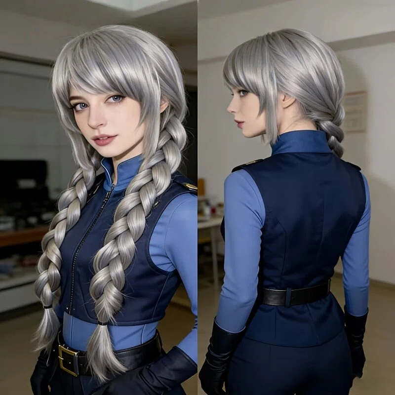 Cross-Border Judy Zootopia Wig Rabbit Police Officer Cosplay Wig Judy Double Braided Hair Top Style Cross-Border Judy Zootopia Wig Rabbit Police Officer Cosplay Wig Judy Double Braided Hair Top Style