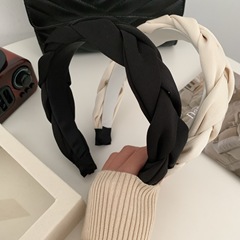 New trendy braided wide headband with minimalist black and white high forehead hair tie, versatile hair accessory