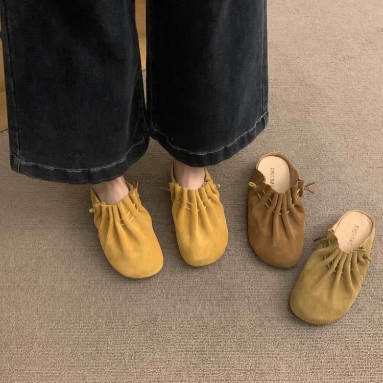 Zapatos Bocken suaves de primavera de 2025 nuevos zapatos de moda retro de un solo pie con un par de zapatos de cabeza