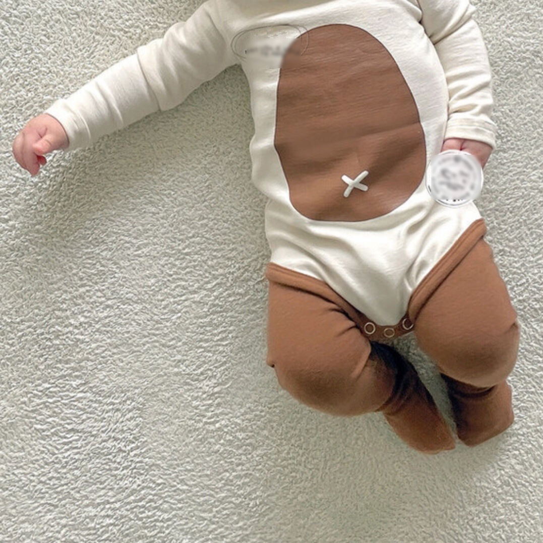 INS estilo coreano fleece-forrado mono otoño mono plátano mameluco algodón recién nacido mameluco mono ropa de bebé