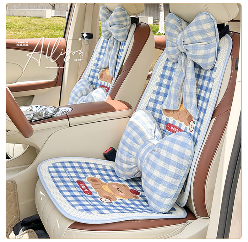 Blue Rain Cartoon Car Seat Cushion Universal for All Seasons Cute Summer Honeycomb Half-Pack Car Seat Cushion Car Seat Cover